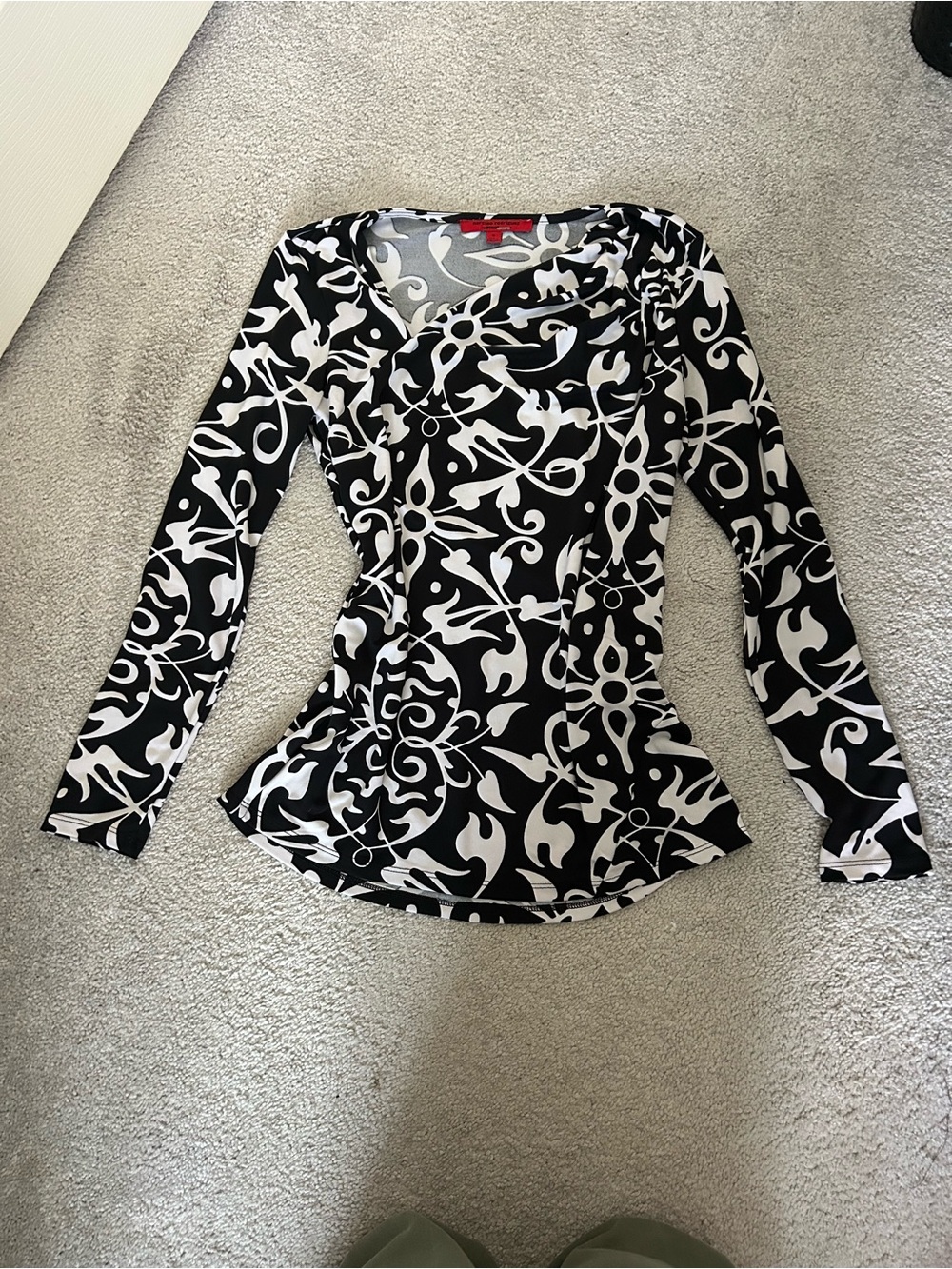 Narciso Rodriguez Black and White Printed Long-Sleeve Top